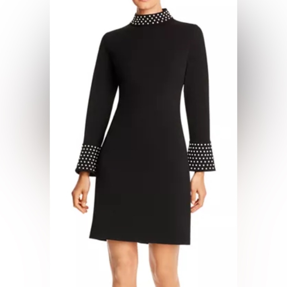 Karl Lagerfeld Black Dress w/faux Pearl studs